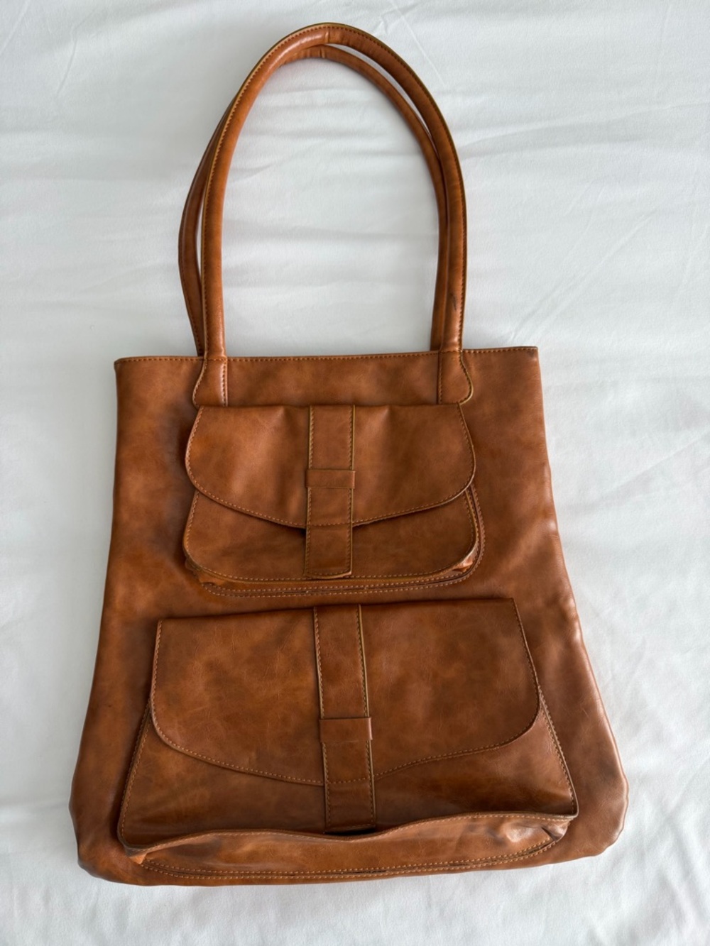 Vintage Sabina New York Camel Brown Leather Tote Shoulder Bag